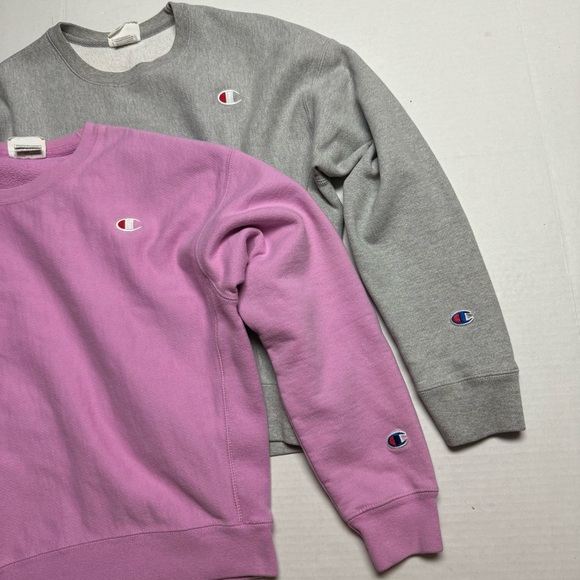 2 Champion Reverse Weave Women's Crewneck Sweatshirts  Gray, Pink Size: Large - Picture 2 of 8